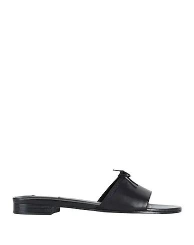 Black Leather Sandals Mule Terence