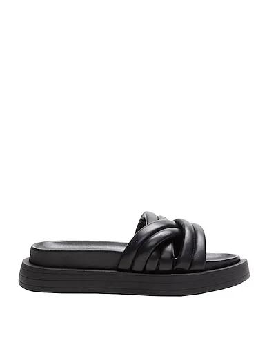 Black Leather Sandals QUILTED LEATHER SLIDES