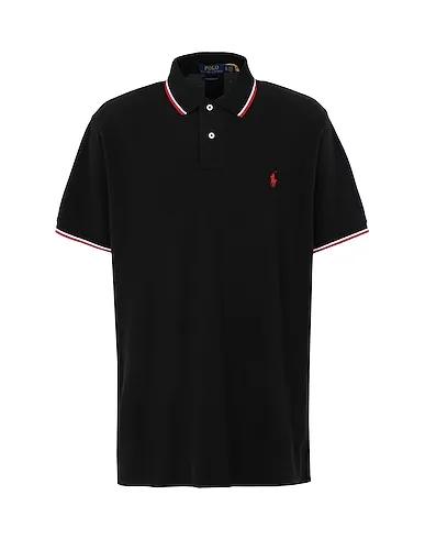 Black Piqué Polo shirt CUSTOM SLIM FIT MESH POLO SHIRT
