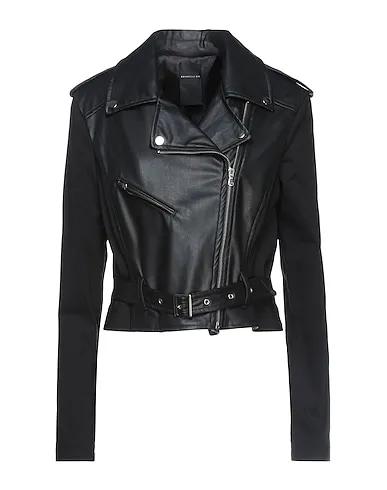 Black Plain weave Biker jacket