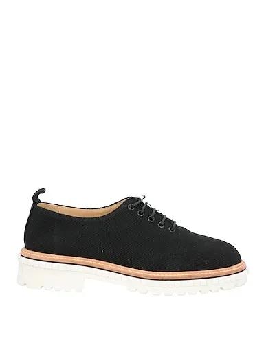 Black Plain weave Laced shoes
