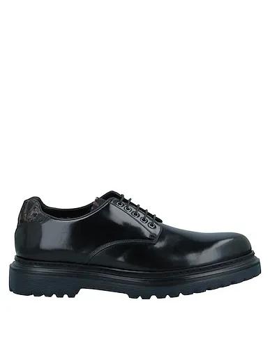 Black Plain weave Laced shoes