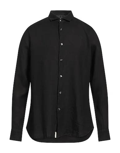Black Plain weave Linen shirt