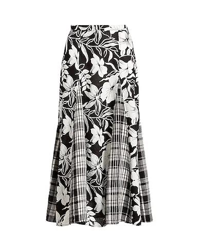 Black Plain weave Maxi Skirts PANELED LINEN SKIRT
