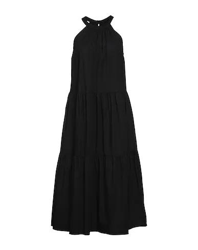 Black Plain weave Midi dress