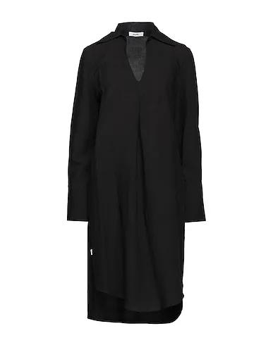 Black Plain weave Midi dress