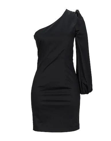Black Plain weave One-shoulder dress