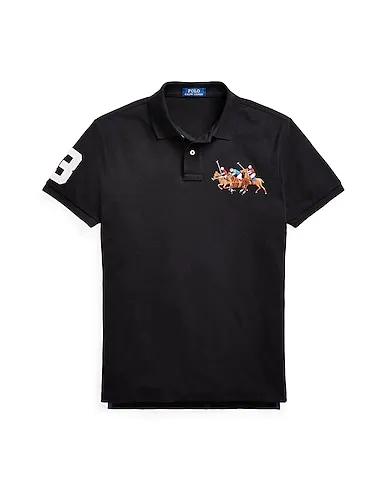Black Polo shirt CUSTOM SLIM FIT TRIPLE-PONY POLO SHIRT
