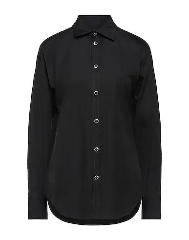 Black Poplin Solid color shirts & blouses