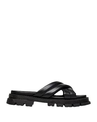 Black Sandals LEATHER CROSSOVER SLIPPERS
