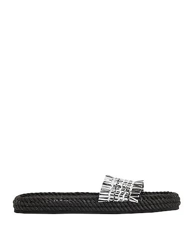 Black Sandals WOVEN STRAW ROPE-SOLE SANDAL
