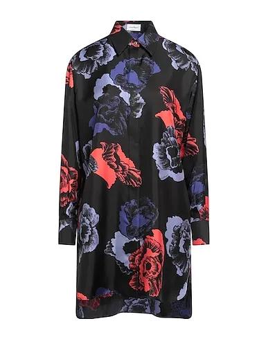 Black Satin Floral shirts & blouses