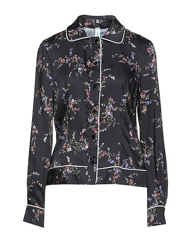 Black Satin Floral shirts & blouses