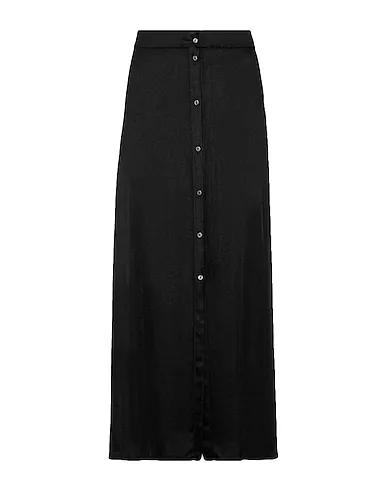 Black Satin Maxi Skirts SPLIT FRONT MAXI SKIRT

