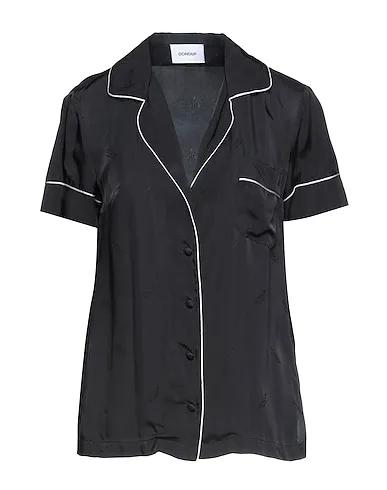 Black Satin Patterned shirts & blouses