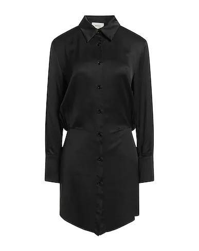 Black Satin Shirt dress