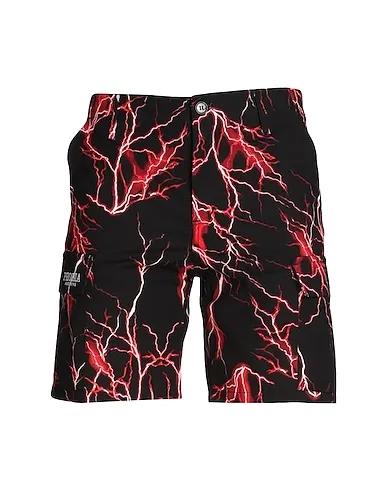 Black Shorts & Bermuda BLACK CARGO SHORTS WITH RED ALL OVER LIGHTNING
