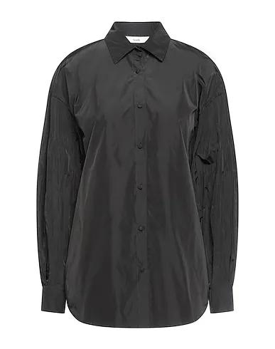 Black Taffeta Solid color shirts & blouses
