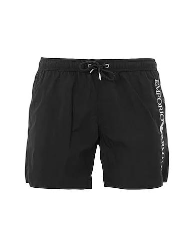 Black Techno fabric Swim shorts BOXER EMBROIDERY LOGO

