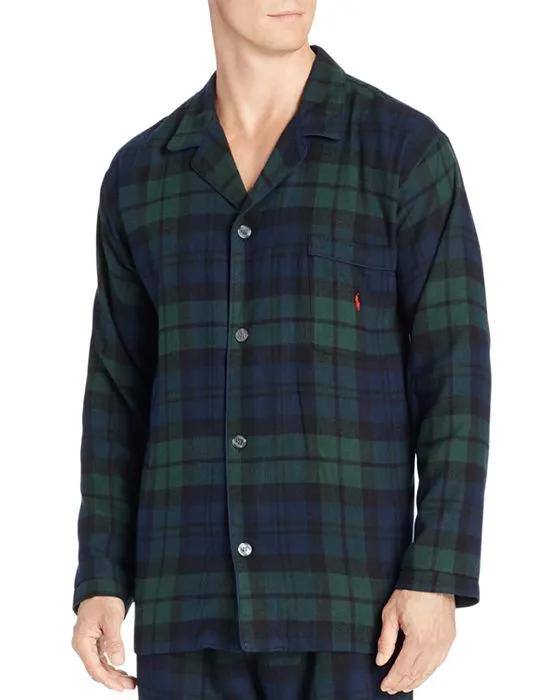 Black Watch Plaid Flannel Pajama Top