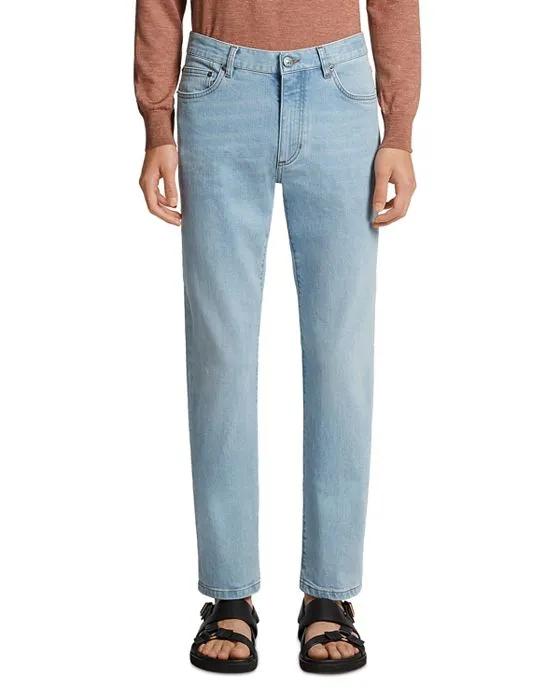Bleached Slim Fit Jeans in Bright Blue 