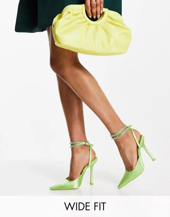 Bliss heel shoes in lime satin