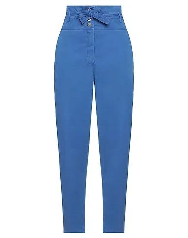 Blue Cotton twill Casual pants