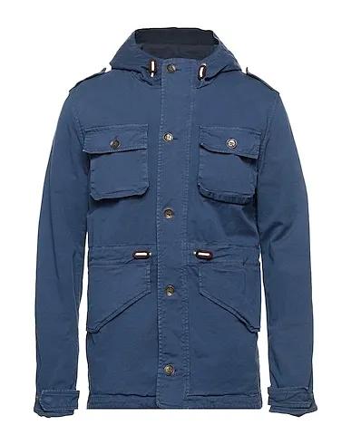 Blue Cotton twill Full-length jacket