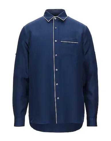 Blue Cotton twill Solid color shirt