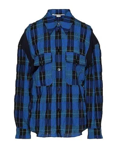 Blue Knitted Checked shirt