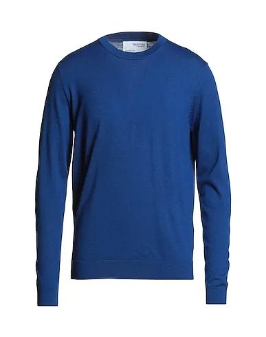 Blue Knitted Sweater SLHTOWN MERINO COOLMAX KNIT CREW B COLL