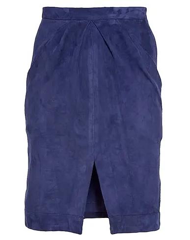 Blue Leather Midi skirt