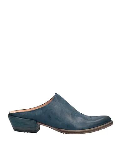 Blue Leather Mules and clogs