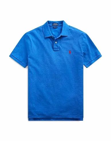 Blue Piqué Polo shirt SLIM FIT MESH POLO SHIRT