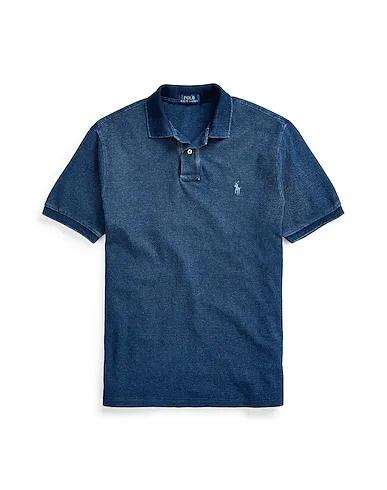 Blue Piqué Polo shirt SLIM FIT MESH POLO SHIRT
