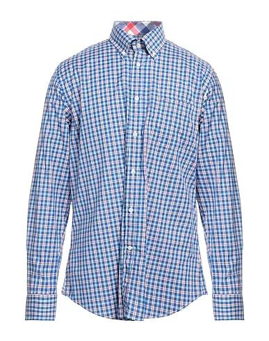 Blue Plain weave Checked shirt
