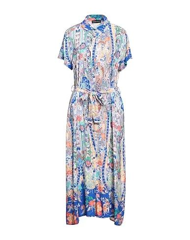 Blue Plain weave Midi dress