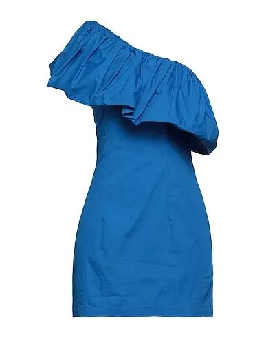 Blue Plain weave One-shoulder dress