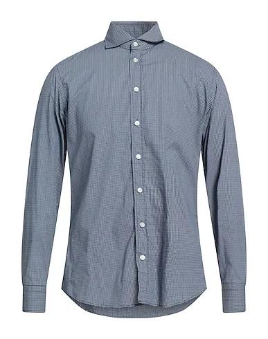 Blue Plain weave Patterned shirt