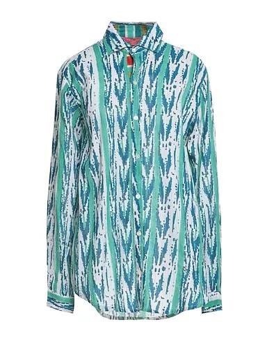 Blue Plain weave Patterned shirts & blouses