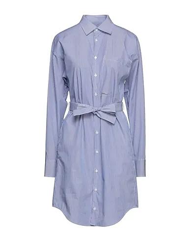 Blue Plain weave Shirt dress