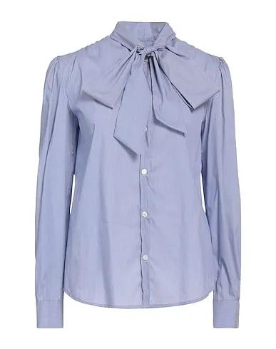 Blue Plain weave Shirts & blouses with bow