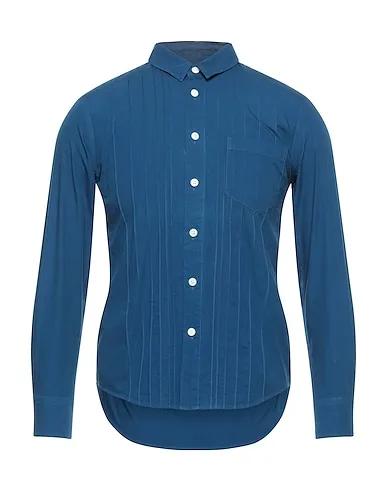 Blue Plain weave Solid color shirt