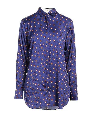 Blue Satin Floral shirts & blouses