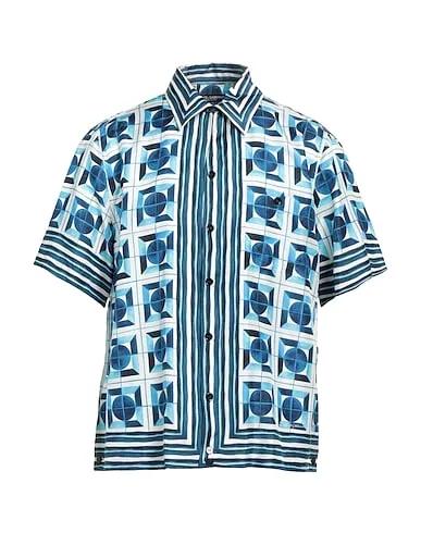 Blue Satin Patterned shirt