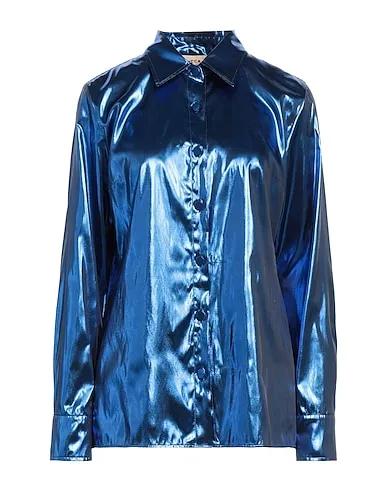 Blue Techno fabric Solid color shirts & blouses