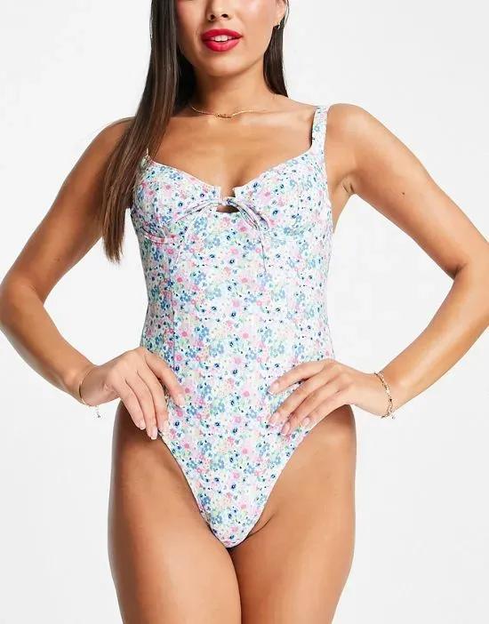 Bobbie underwire swimsuit in floral ditsy print