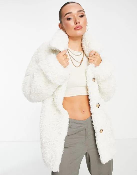 bonded borg jacket in cream