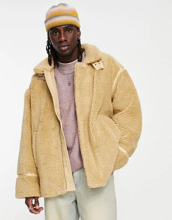 borg aviator jacket in beige