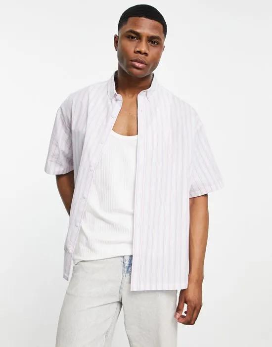 boxy oversized shirt in lilac stripe